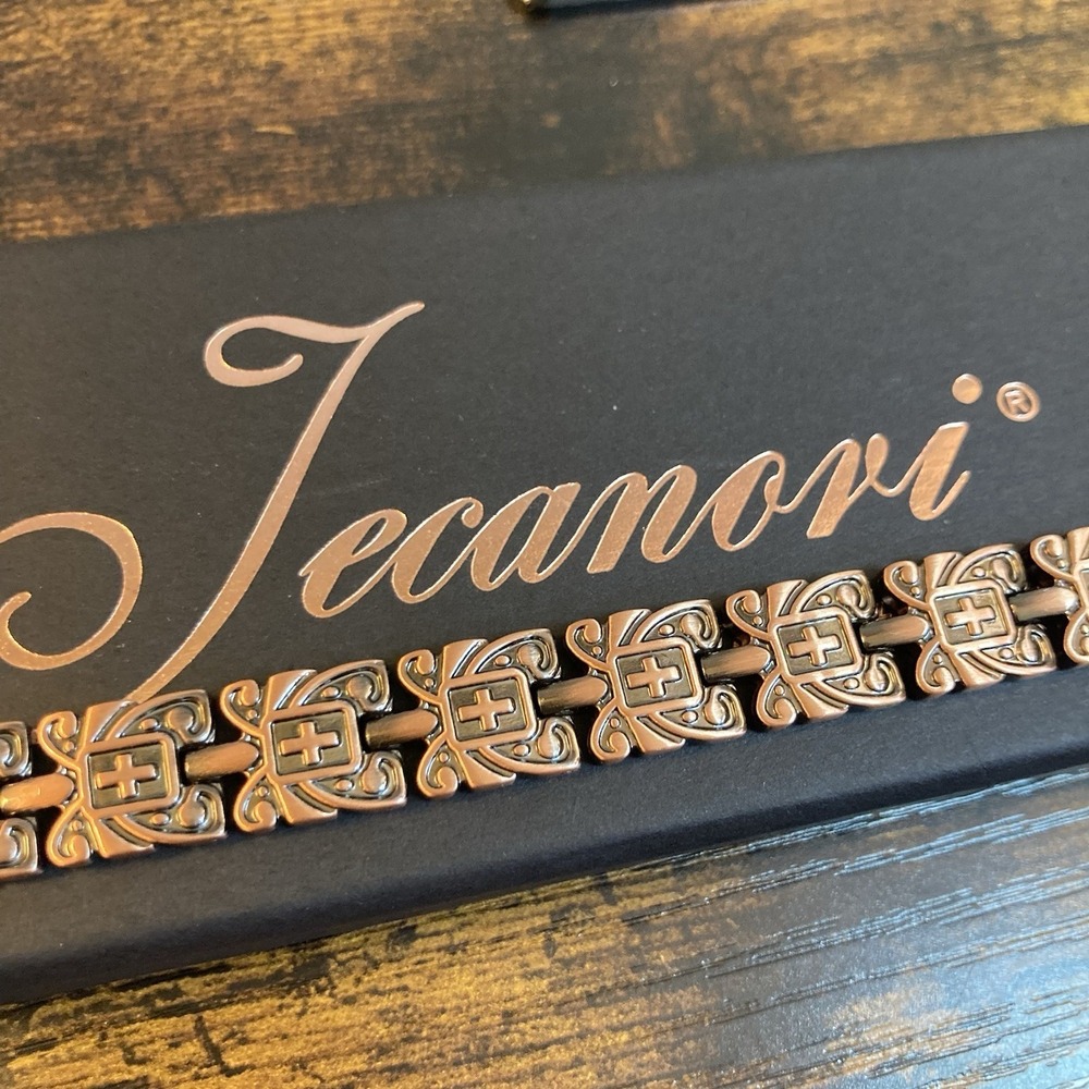 Jecanori Copper Magnetic Bracelet Cross Link Byzantine 8in 19mm Wide